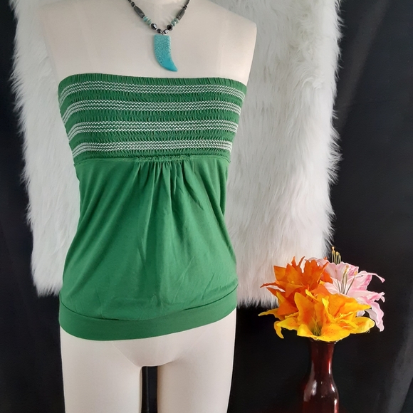 Old Navy Tops - Old Navy Green and White Tube Top Size S
